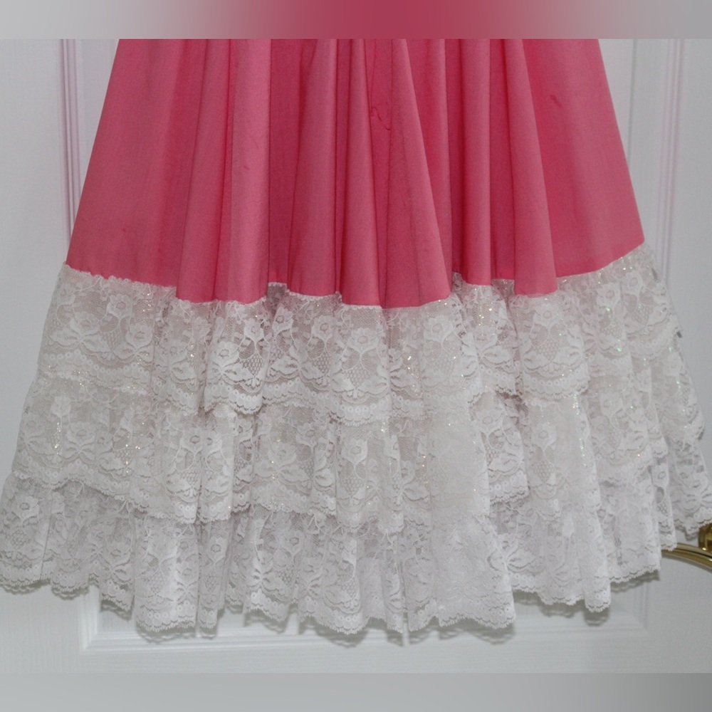 Pink & White Vintage Square Dance Dress Size 12 - Picture 5 of 11